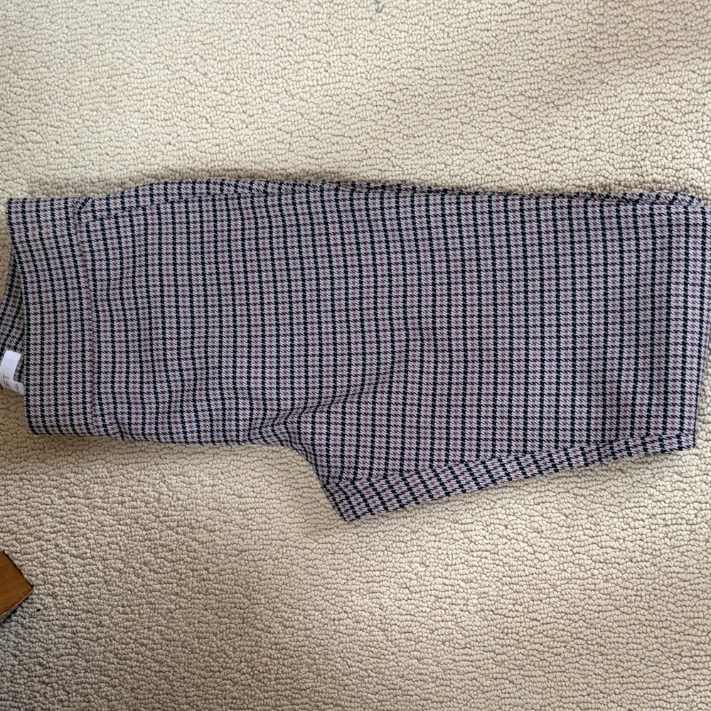 LOFT Black and Pink Houndstooth Pants